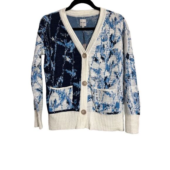 Nic+Zoe Top Womens Size Small Blue Multi Atlantic Pacific Button Cardigan NWT - Picture 1 of 11